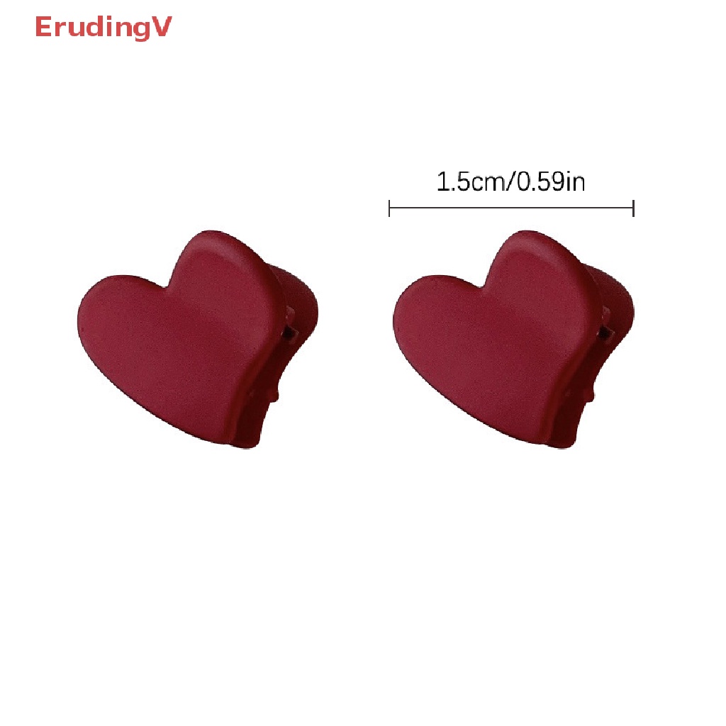 Set 5 Kẹp Tóc Càng Cua Mini Bằng Nhựa Hình Trái Tim Màu Đỏ Đen Ngọt Ngào Thời Trang Cho Nữ