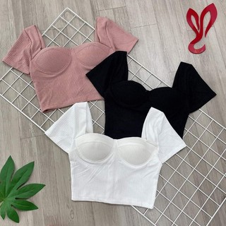 Áo cúp ngực croptop thun gân