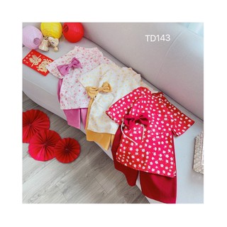 [ Mickey_store ] Set áo dài nhung lì kèm bờm ngọc nơ điệu đà cho bé ( Có size đại )