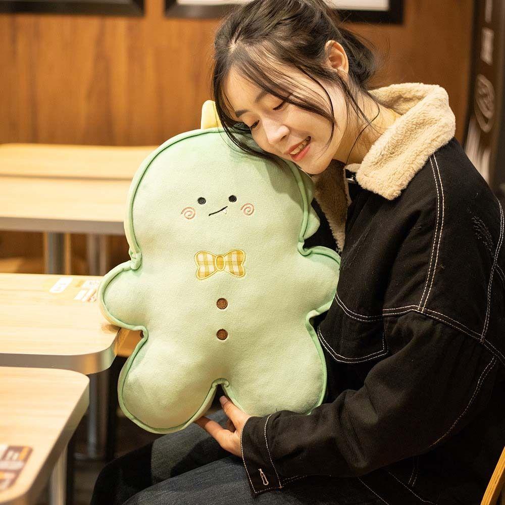 LANFY Gối Nhồi Bông Hình Bánh Mì Gừng / Mèo / Gấu Đáng Yêu Trang Trí Ghế Sofa