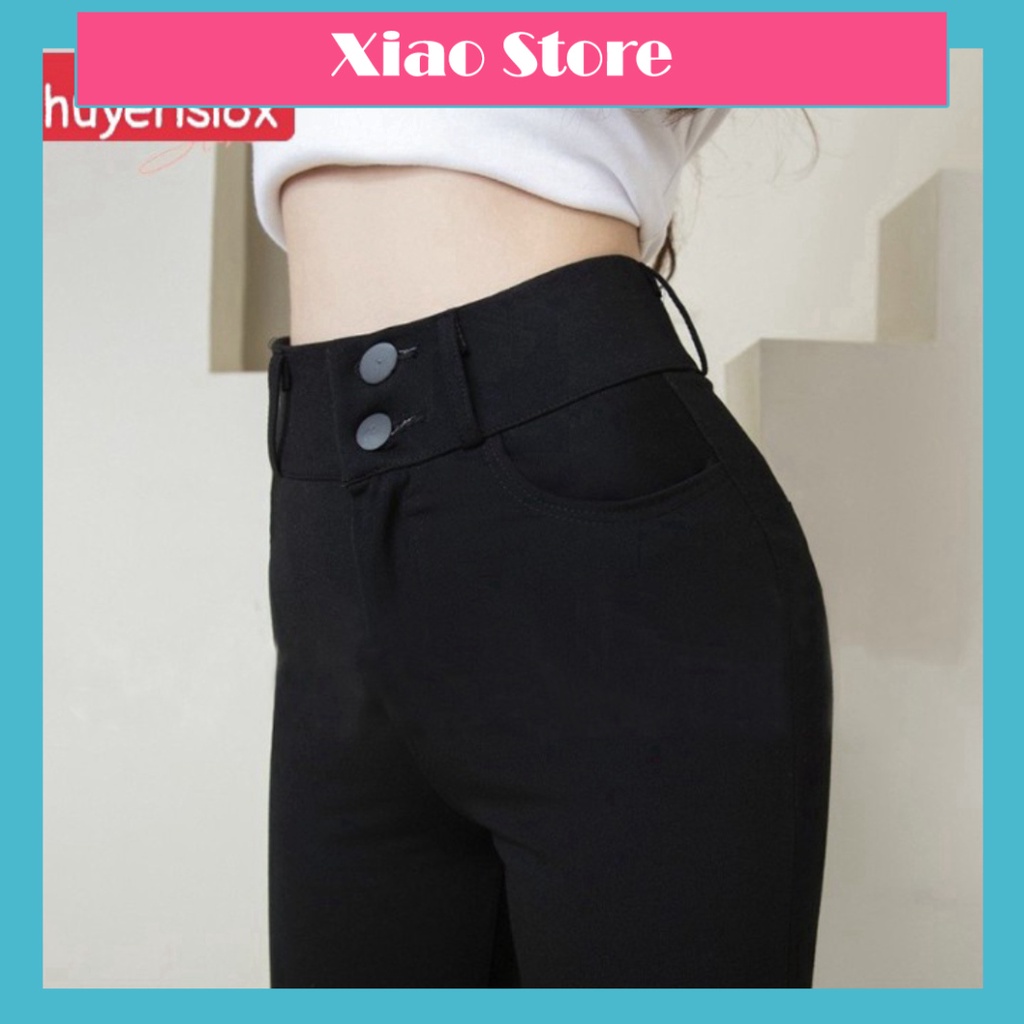 Quần Legging Nữ Cạp Cao Hai Khuy Khóa Trước Hộp Chữ H Hàng Đẹp Loại 1 UMI Siêu Co giãn xiao - ullzang - ấm áp