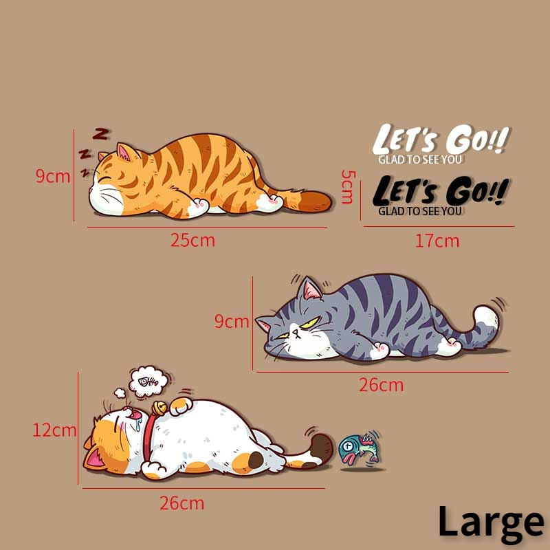 Miếng Dán PVC Hình Mèo Hoạt Hình Vui Nhộn Trang Trí Thân Xe Hơi