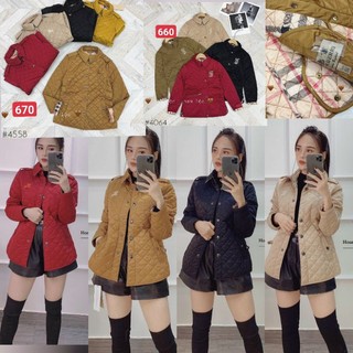 Sẵn be  Áo khoác phao trần trám cổ đức cao cấp túi xéo dáng ngắn   nữ