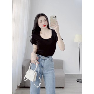 Áo thun nữ form rộng Guguno cotton cổ tròn in basic