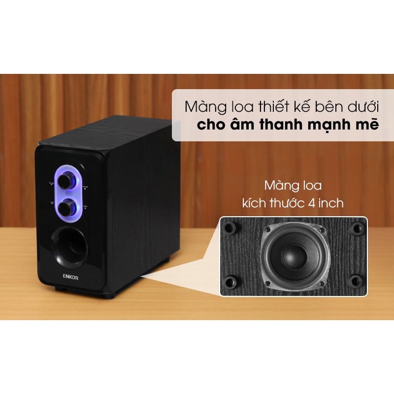 Loa vi tính Enkor E50 Đen 2.1 kênh 20W Chính hãng,giá tốt