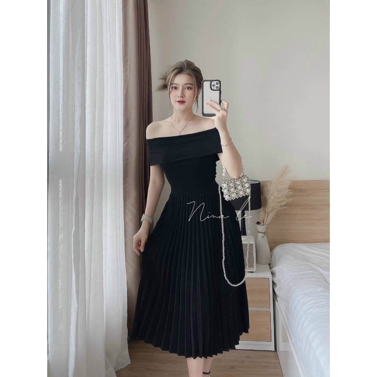 SIÊU SALE SÉT VÁY THIẾT KẾ VÁY NGANG VAI , ĐẦM XÒE THANH LỊCH KHI ĐI CHƠI UP SHOP HHP