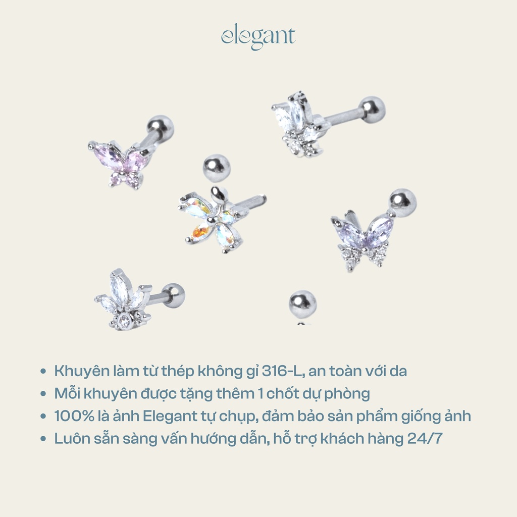 Khuyên tai đá màu CRYSTAL ELEGANT BUTTERFLY Elegant