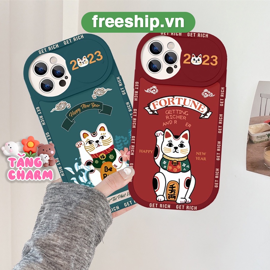 Ốp điện thoại iphone nắp trượt tròn mèo thần tài for.tune 6/6splus/7/7plus/8/8plus/x/xs/11/12/13/14/pro/max/plus/promax