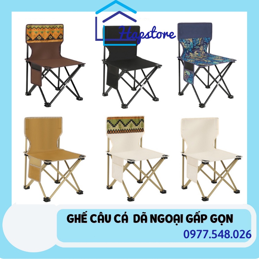 Ghế xếp tựa lưng du lịch dã ngoại ngoài trời, ghế thư giãn câu cá cắm trại gấp gọn đi phượt vải dù khung nhôm đế cao su