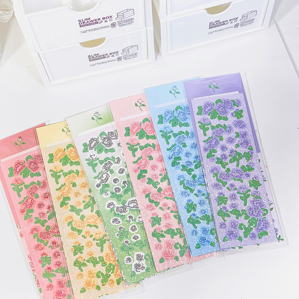 12 mẫu hình dán sticker hoa lily hoa hồng kim tuyến decor toploader