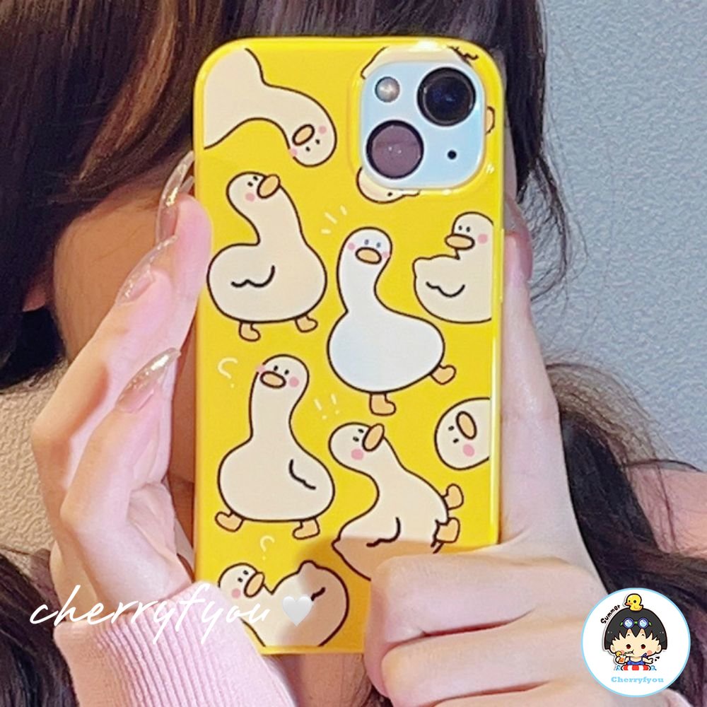 Ốp Điện Thoại TPU Mềm Bóng In Hình Vịt Dễ Thương Chống Nước Cho IPhone 14 13 12 11 Pro Max XS XR 8 7 Plus