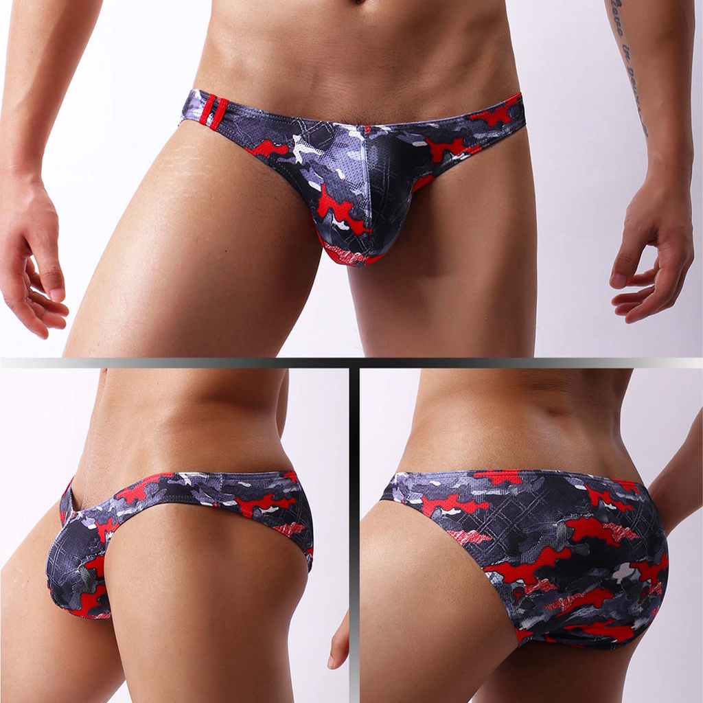 Quần Lót Lưng Thấp Phối Lưới Thoáng Khí In Họa Tiết Cá Tính Cho Nam