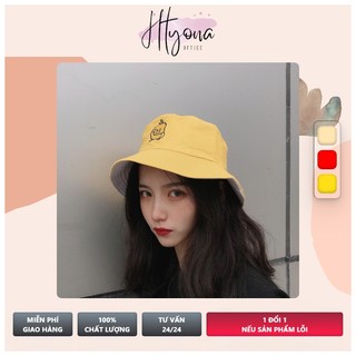 Nón Bucket 2 Mặt Thêu Icon Chất Kaki Dày Nhiều Màu Hot Trend