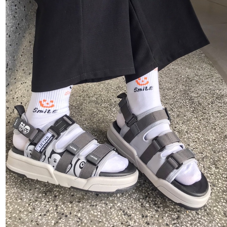 Sandal Unisex Letas D714 đế cao 01 Tro