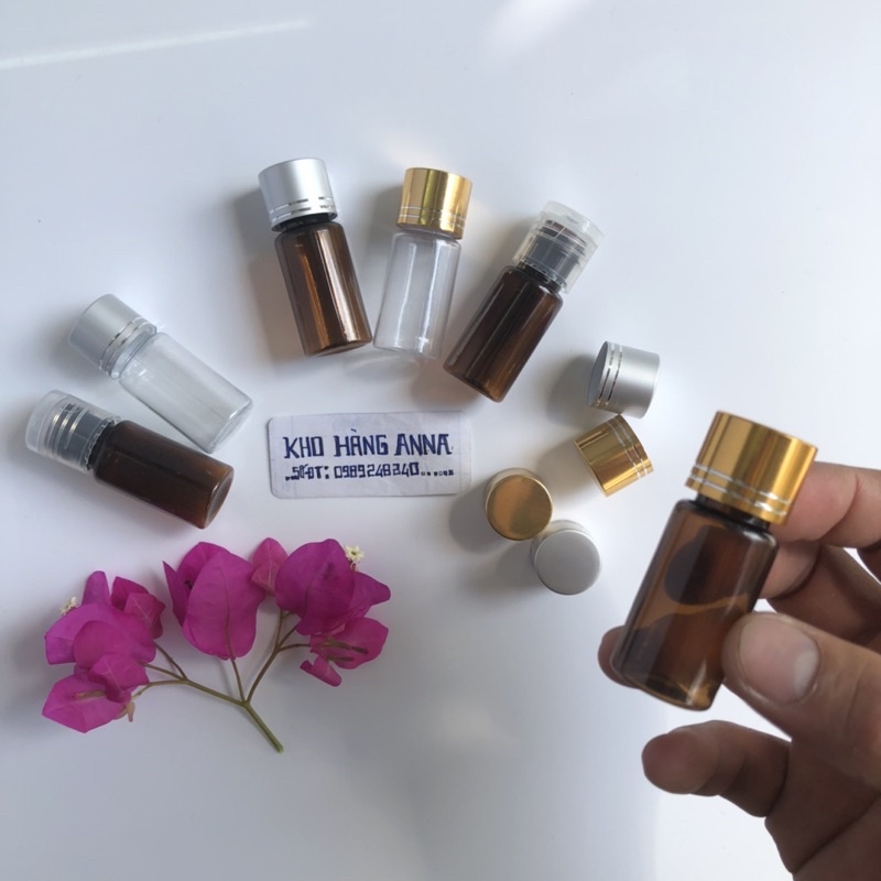 Lọ Chiết Mỹ Phẩm Cao Cấp 10ml - Chai Lọ nhựa Trong suốt / Nâu nắp Vặn Xi Bạc / Vàng chiết mẫu thử spa , đựng nước hoa
