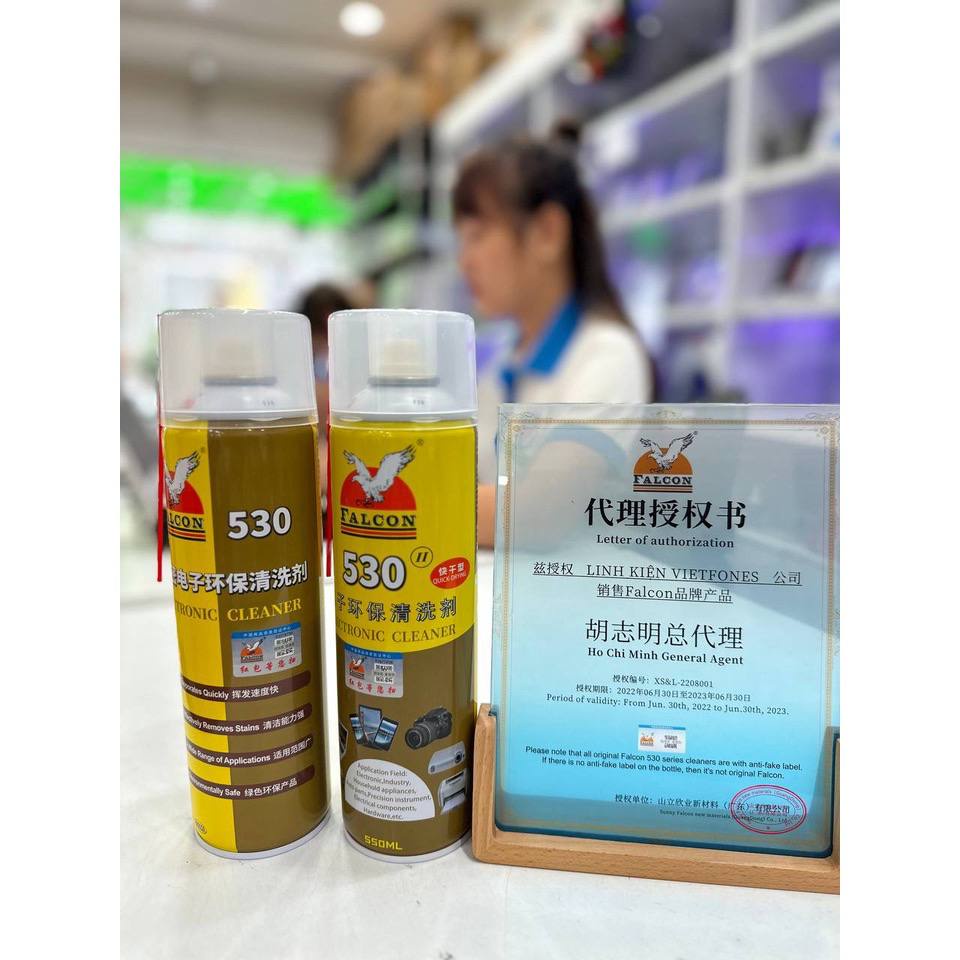 Chai xịt Falcon 530 Không mùi , chai tẩy bụi, keo, chai xịt lau mặt kính-màn hình