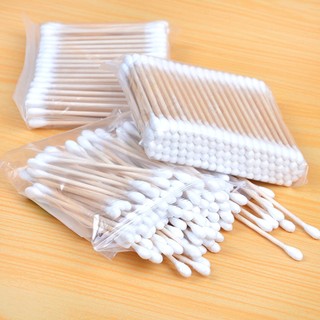 Tăm bông cán gỗ, bịch 100 que
