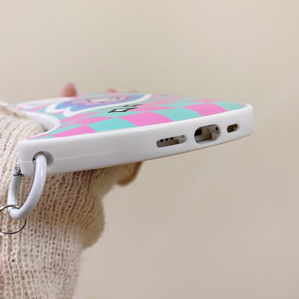 Ốp Điện Thoại Tpu Dẻo Họa Tiết Hoạt Hình Chú Thỏ Kèm Dây Đeo Ngọc Trai Cho iPhone 14 13 12 11 Pro Max 14 Plus