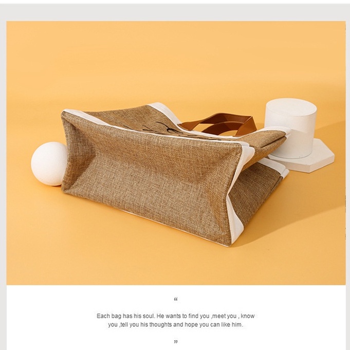 Túi Xách Sức Chứa Lớn Bằng cotton Lanh In Chữ Thời Trang retro Âu Mỹ