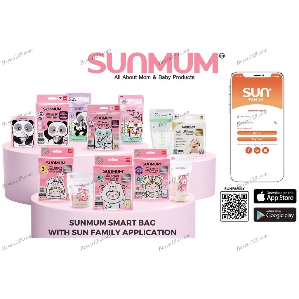 Combo 6 Hộp túi trữ sữa mẹ 100ml không BPA Sunmum - Thái Lan - SM