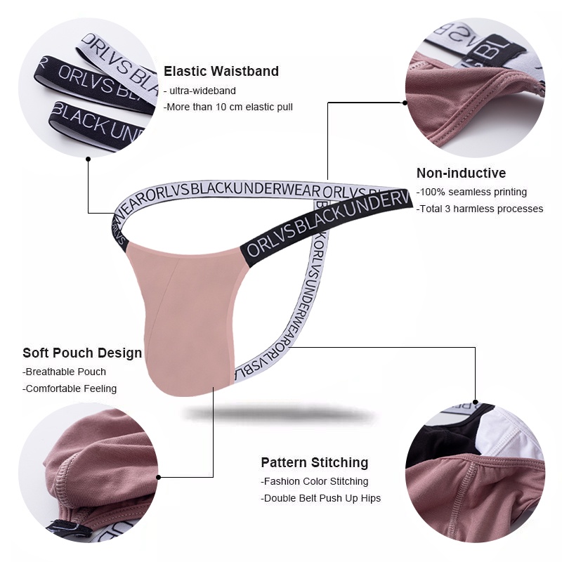 Quần lót lọt khe ORLVS Or6107 mềm mại cạp thấp quyến rũ cho nam