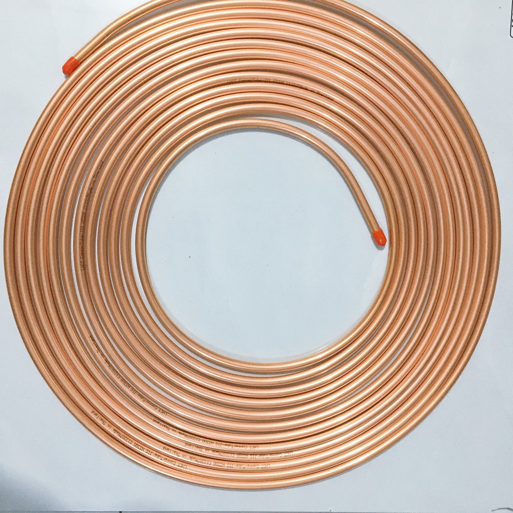 Ống đồng Thái Lan 6+10, 6+12 dày 7dm dùng cho máy lạnh 1hp-2hp Tặng ghen cách nhiệt SL1=1m