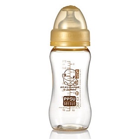 Bình sữa Kuku nhựa PPSU cổ rộng 280ml (KU5834)
