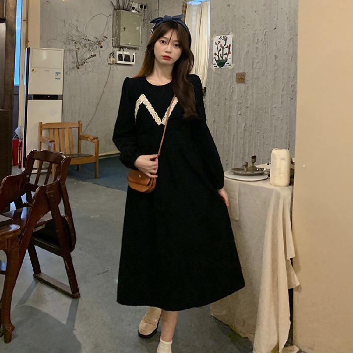 Đầm SUXI dáng chữ A phong cách vintage Hàn Quốc thời trang thu đông