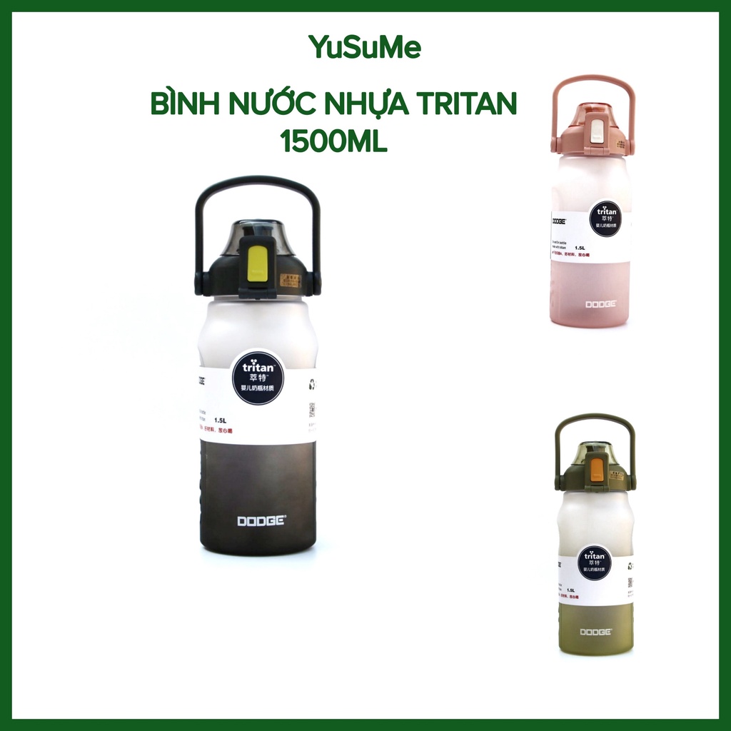 Bình Nước❤️FREESHIP❤️Thể Thao Nhựa Tritan 1500ml Kèm Sticker 3D