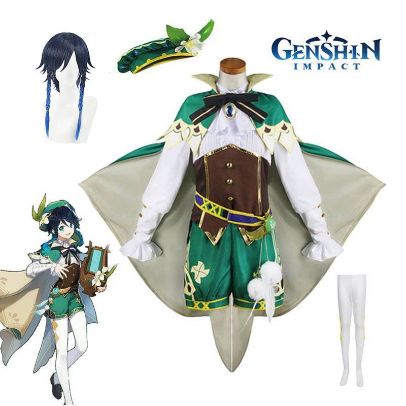 Adult Genshin Impact Venti Cosplay Full Set Costume Party Dress Women Halloween | BigBuy360 - bigbuy360.vn
