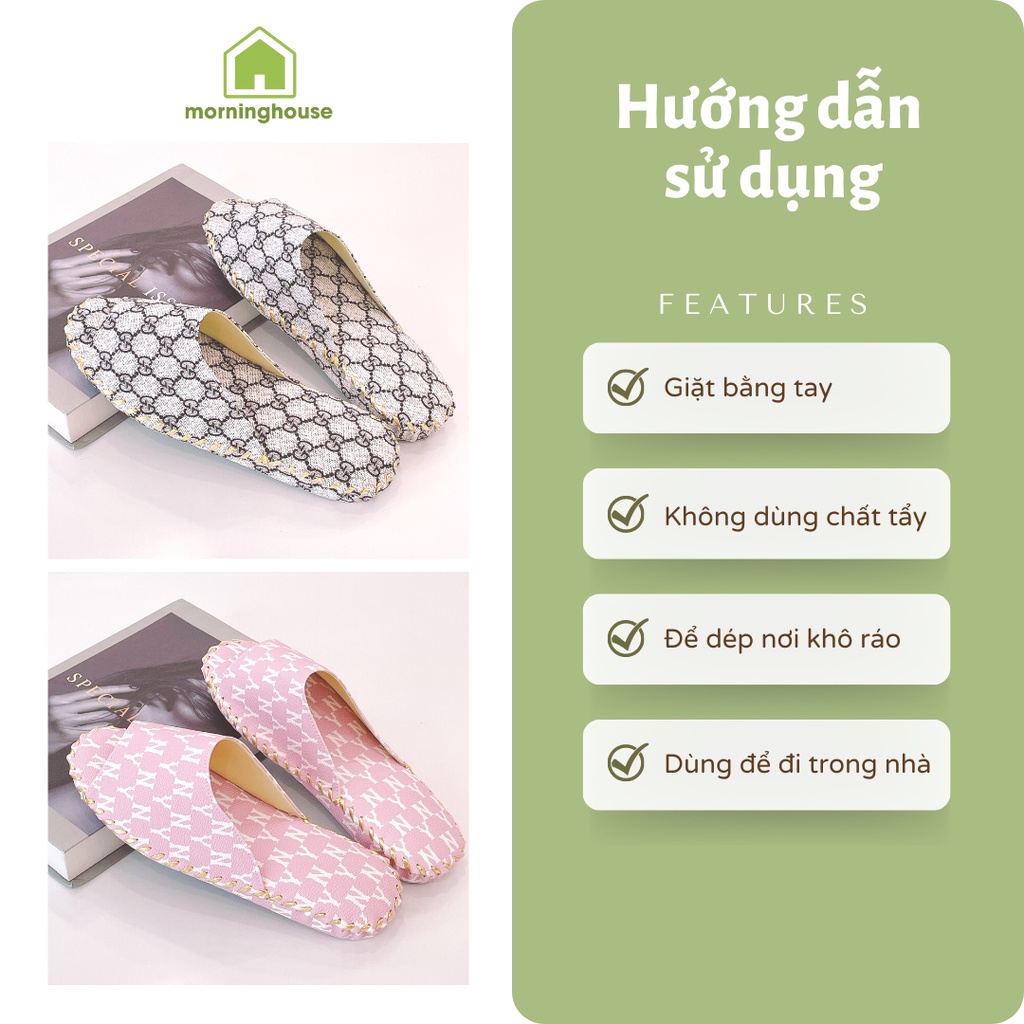 Dép Bông Đi Trong Nhà Morning House- Chất liệu da PU in họa tiết, kiểu dáng đẹp, đế êm chân
