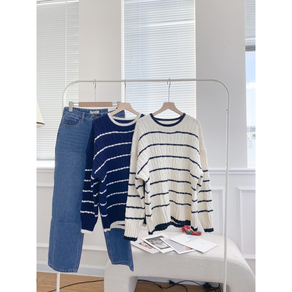 Surichau House - Quần Jeans ống đứng cạp cao xanh nhạt xanh đậm màu đen