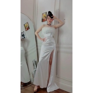 ĐẦM BODY CUP PHỐI LÔNG XẼ ĐÙI ảnh thật