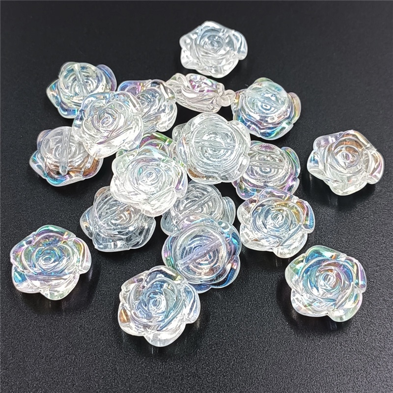 Set 10 / 20 Hạt Xỏ Lỗ Hình Hoa Hồng Nhiều Màu Sắc Dùng Để Làm Đồ Trang Sức Thủ Công