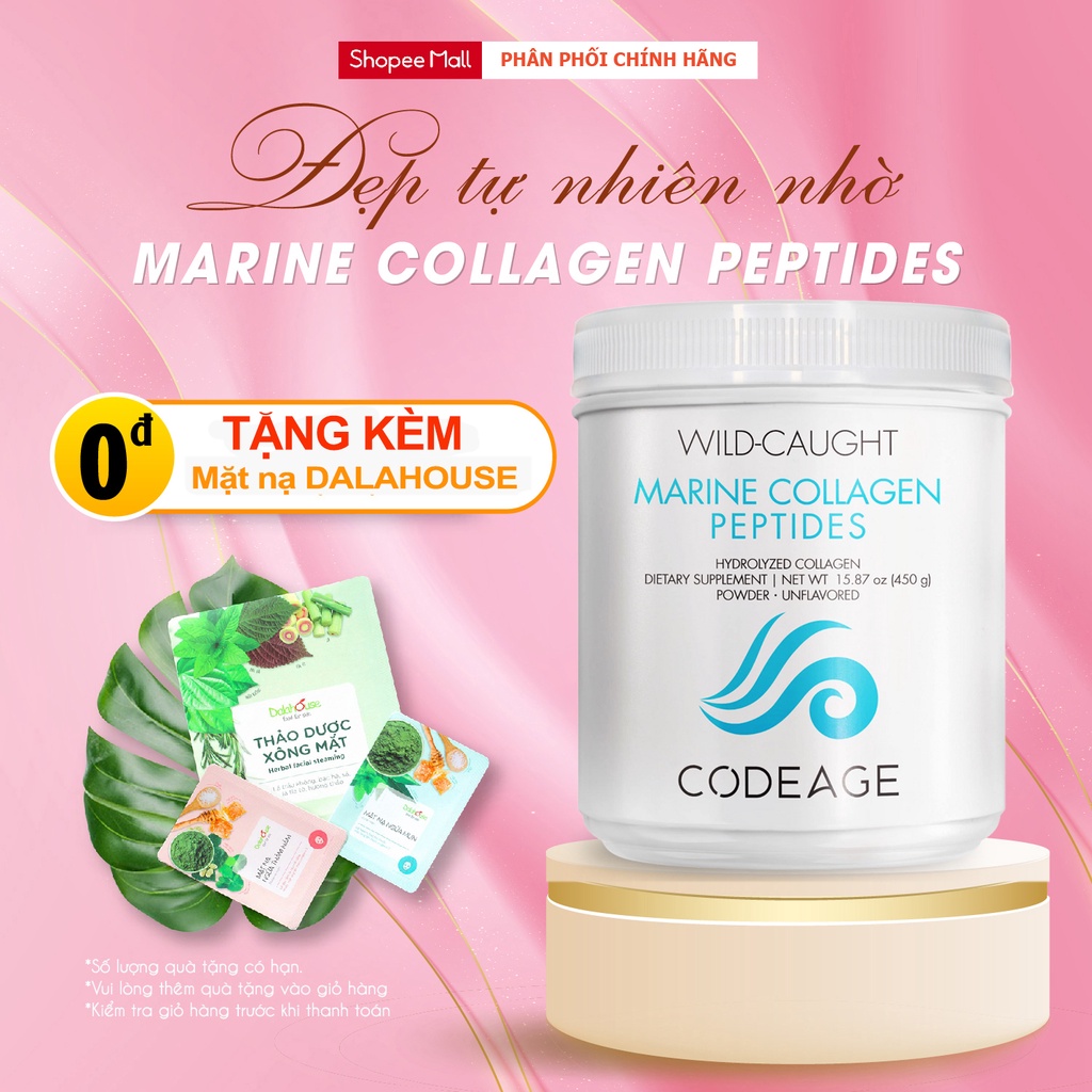 Bột Collagen Thủy Phân Uống Codeage Marine Collagen Peptides 450g - Giúp Trẻ Hóa, Bảo Vệ Và Sáng Da