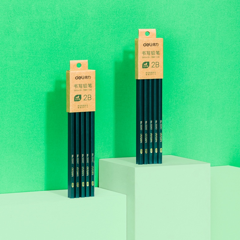 Bút chì gọt Deli lục giác loại 2B/HB combo 10 bút