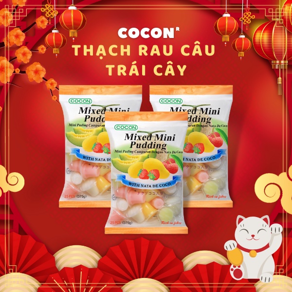 Combo 3 gói Thạch Rau Câu Cocon Mixed Mini Nata de Coco Pudding (375g x 3pkts)