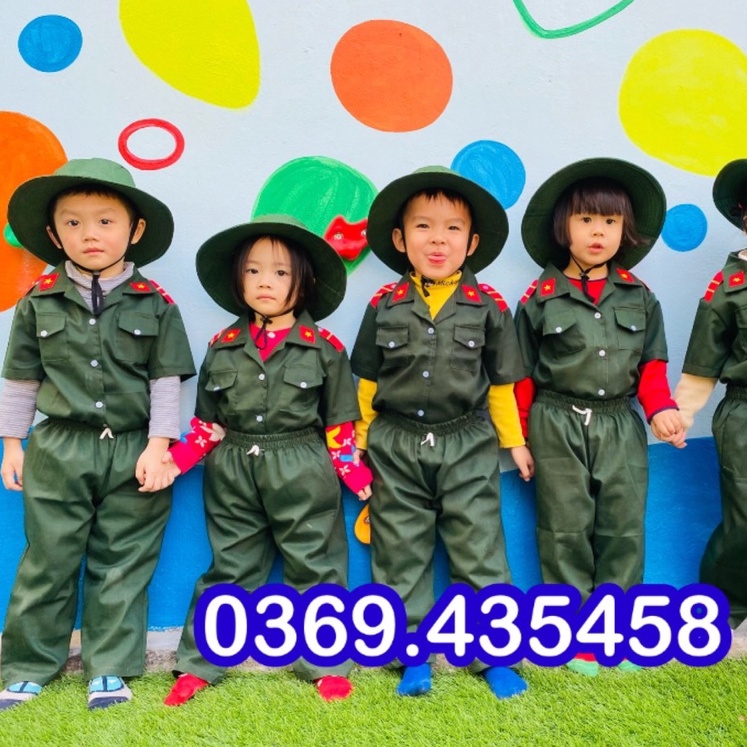 Sỉ Quần Áo Bộ Đội + Mũ/Nón Tai Bèo Cho Bé. Trang Phục Mầm Non Hóa Trang, Hướng Nghiệp Tại Hà Nội