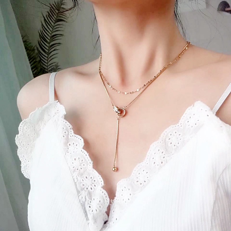 Dây Chuyền Hai Lớp Mạ Vàng 18k Đính Đá Zircon Sang Trọng
