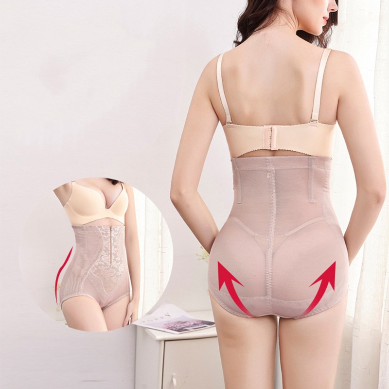 Quần Lót Định Hình Nâng Mông Lưng Cao Phối Ren Lưới Có Khóa Kéo Trước Dành Cho Nữ