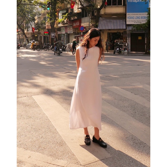 DE PLAGE - ĐẦM LONG LINEN TRẮNG