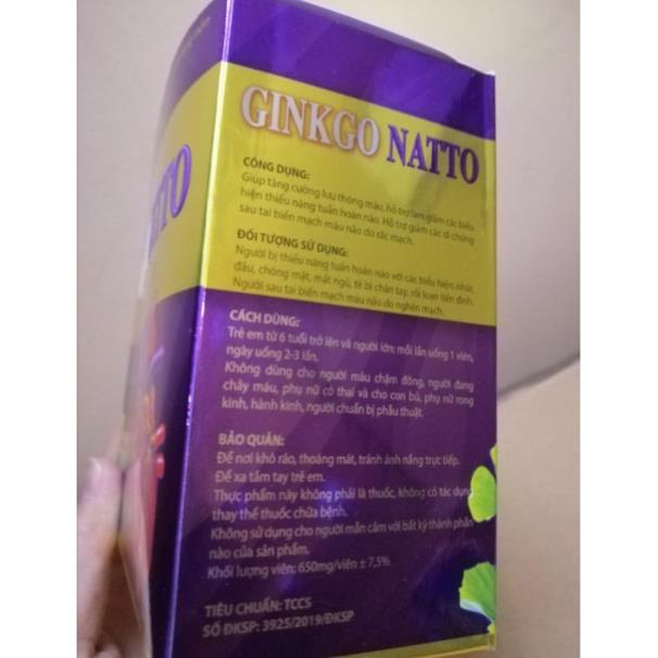 Ginkgo natto With coenzyme Q10 360mg tuần hoàn máu não, giảm tình trạng đau đầu, hoa mắt chóng mặt