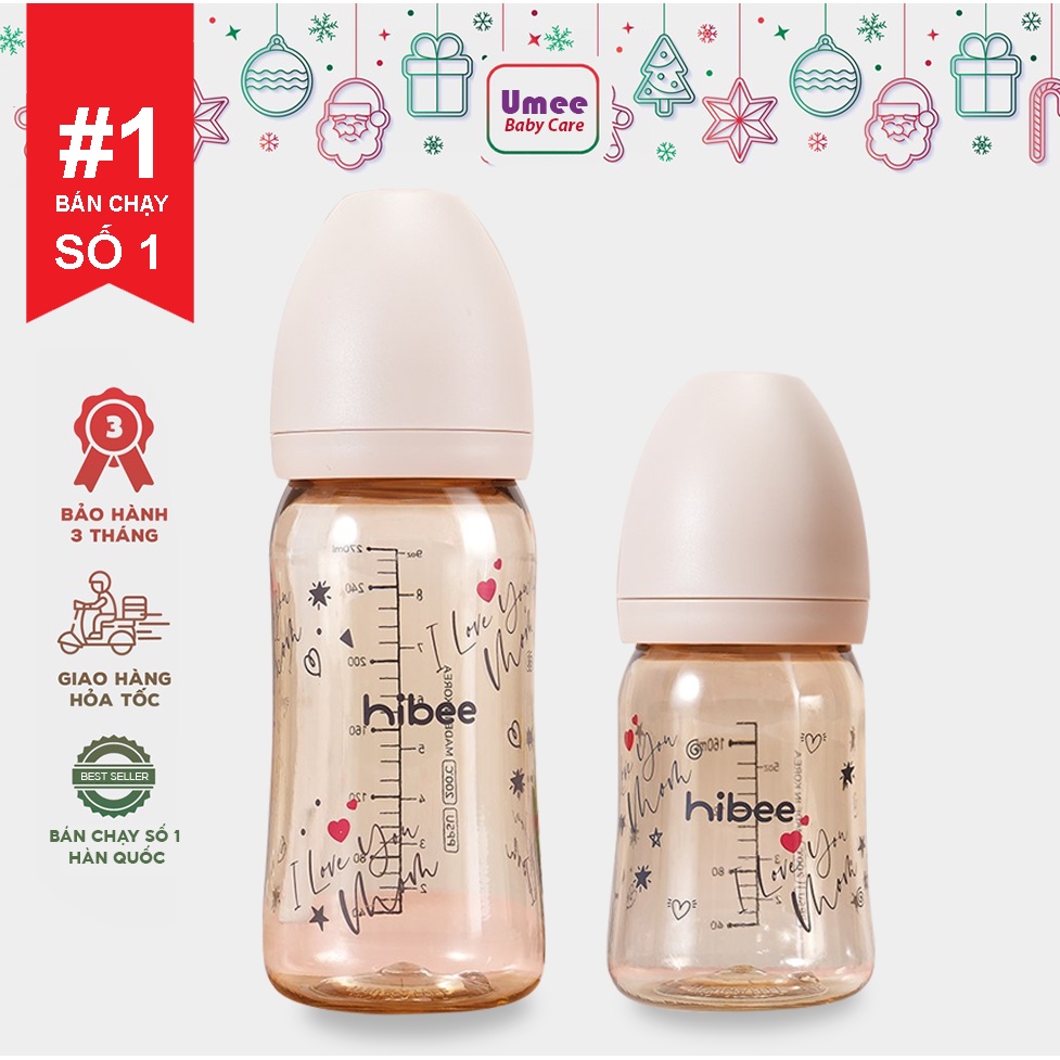 Bình sữa Hibee nội địa Hàn cao cấp 170ml 270ml, bình sữa cho bé được chọn núm, cam kết chính hãng