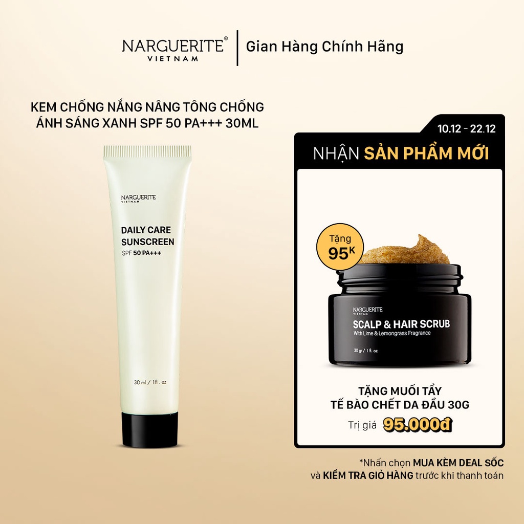 Kem chống nắng nâng tông chống ánh sáng xanh Narguerite SPF 50 PA+++ 30ml