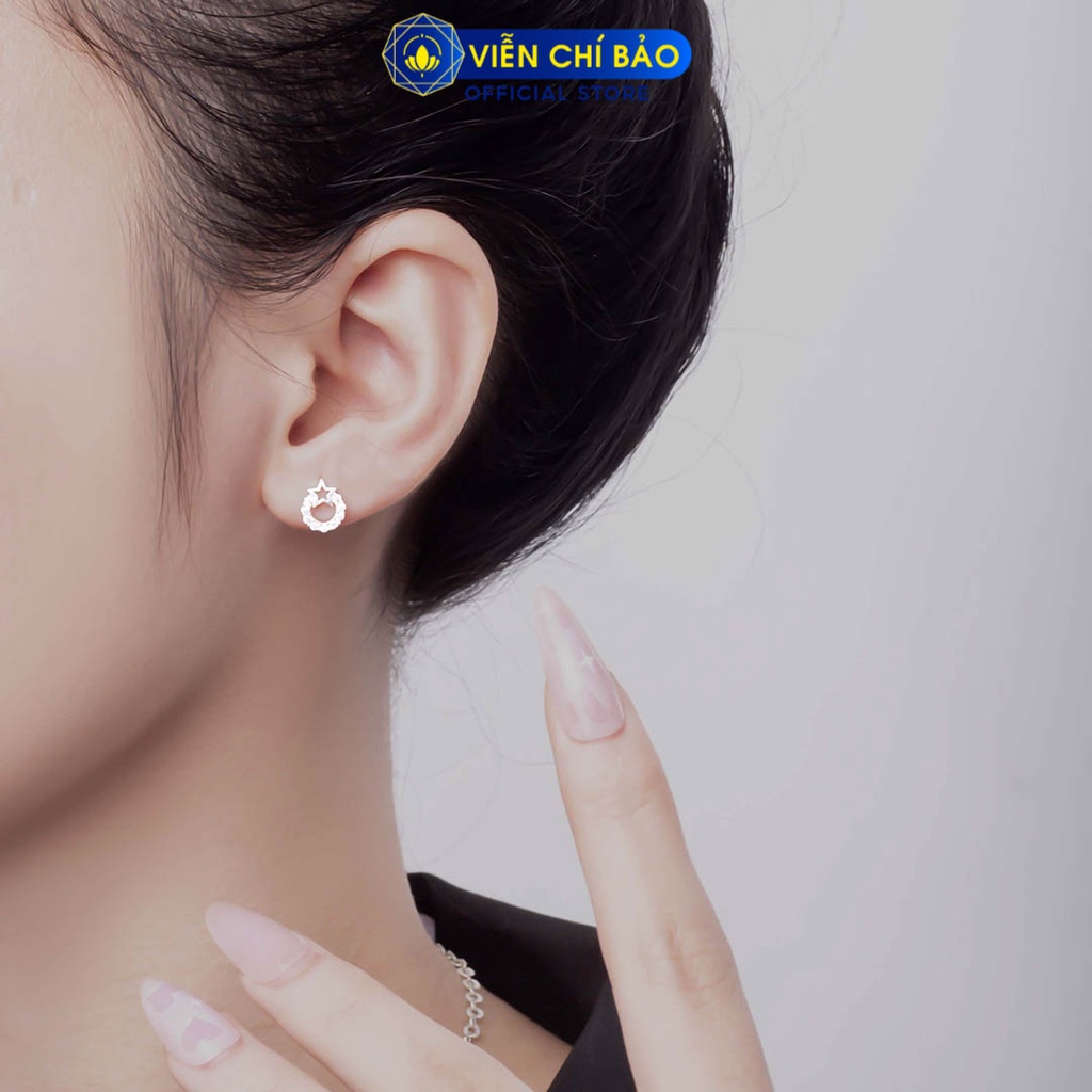 Khuyên tai bạc nữ sao đá chất liệu bạc 925 thời trang phụ kiện trang sức nữ Viễn Chí Bảo E094
