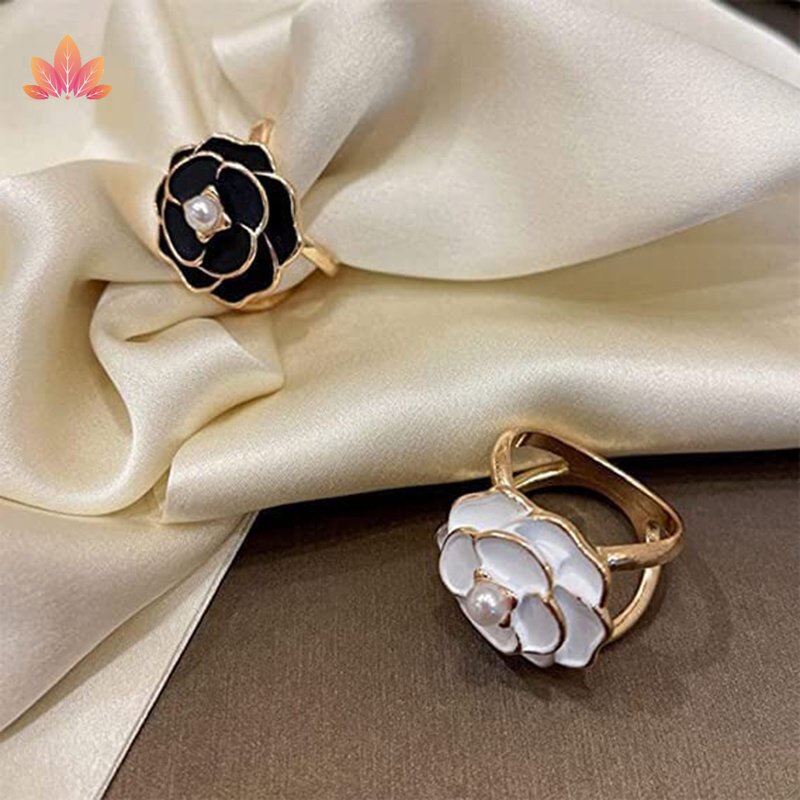 Ghim Cài Khăn Choàng Lụa Tráng Men Hình Hoa Trà Thắt Nút Đa Năng JP5