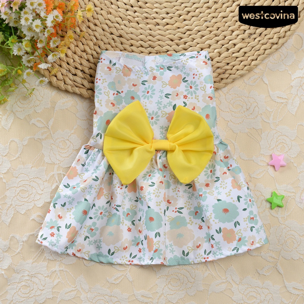 [COD]♘Đầm Không Tay Mềm Mại In Họa Tiết Hoa Dành Cho Thú Cưng