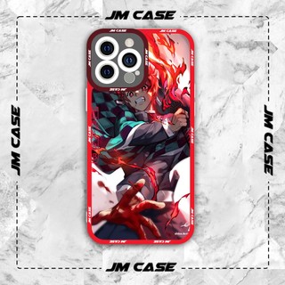 Ốp lưng iphone samsung xiaomi oppo cạnh vuông JMCase Tanjiro Lửa Kimetsu No Yaiba Anime Manga