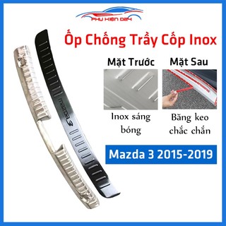 Ốp chống trầy xước cốp xe ô tô mazda 3 2015-2019 sedan inox cao cấp
