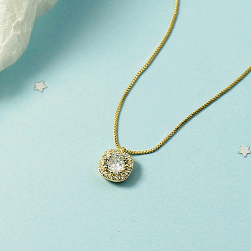 Dây Chuyền Mặt Vuông Đính Đá Lấp Lánh Cao Cấp Thời Trang